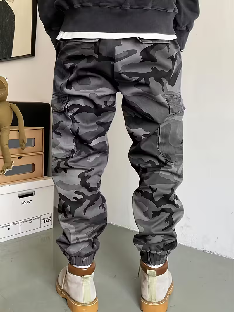 Men's Grey Camo Cargo Pants