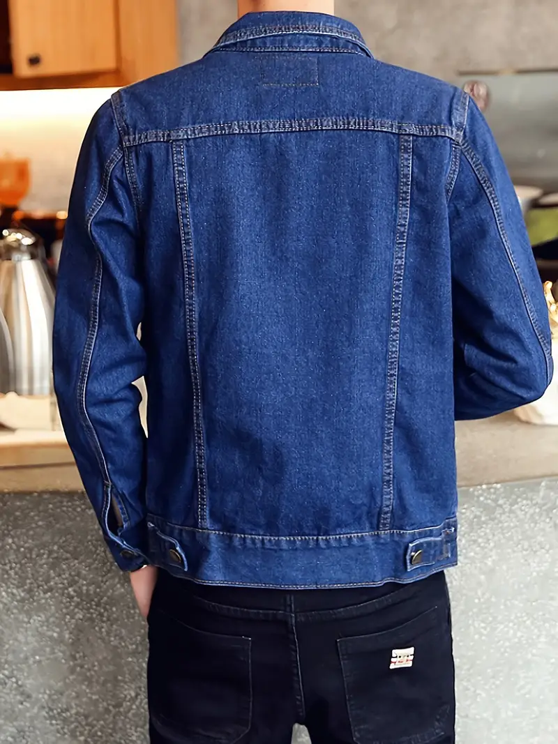 Men's Dark Blue Denim Bomber Jacket