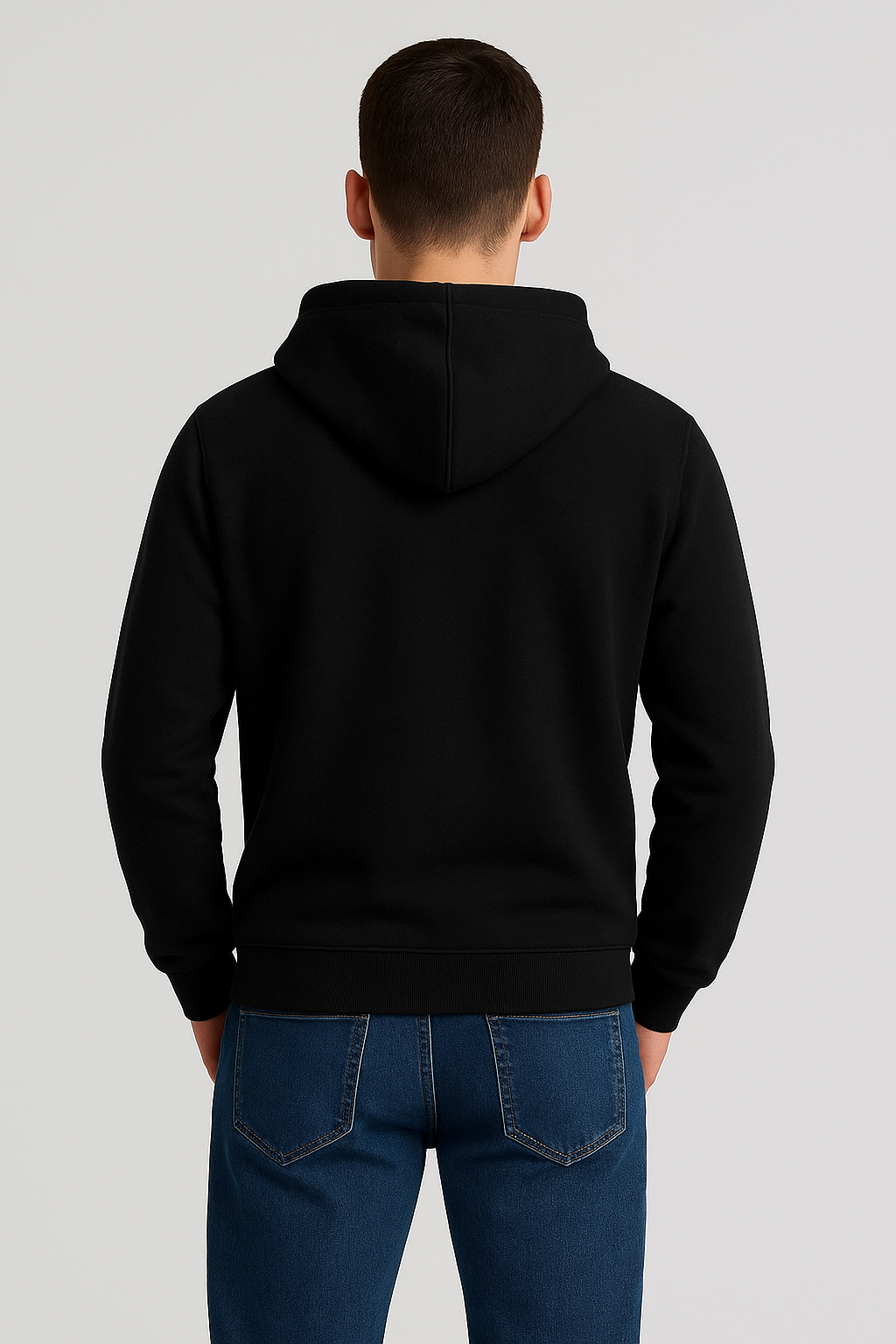 Men’s Black Classic Plain Fleece Hoodie
