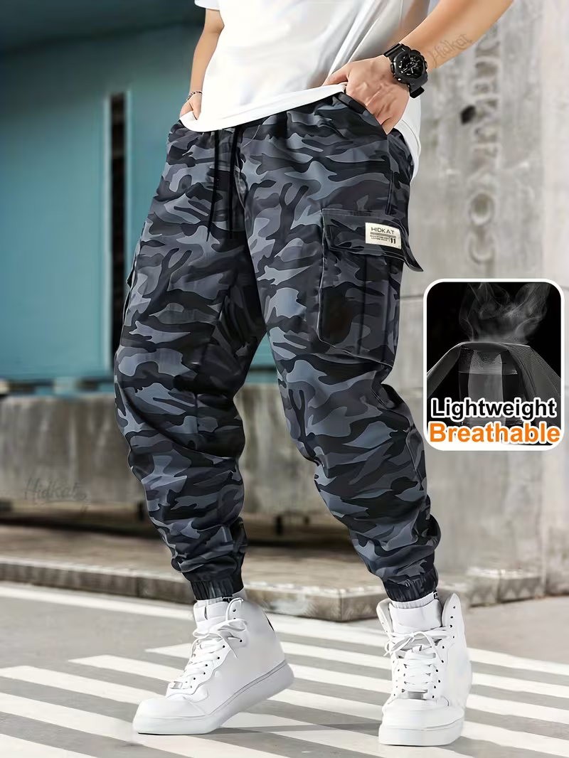Men's Grey Camo Cargo Pants