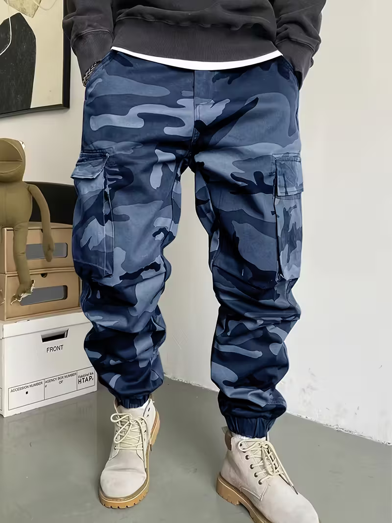Men's Blue Camo Cargo Pants