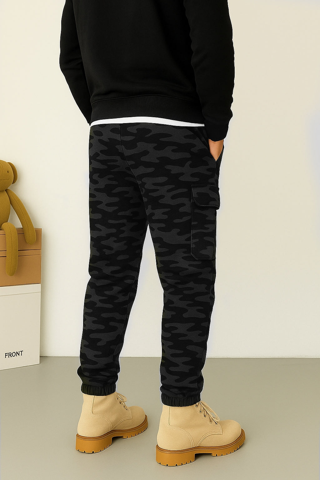 Men's Grey Stylish Camo Cargo Pants