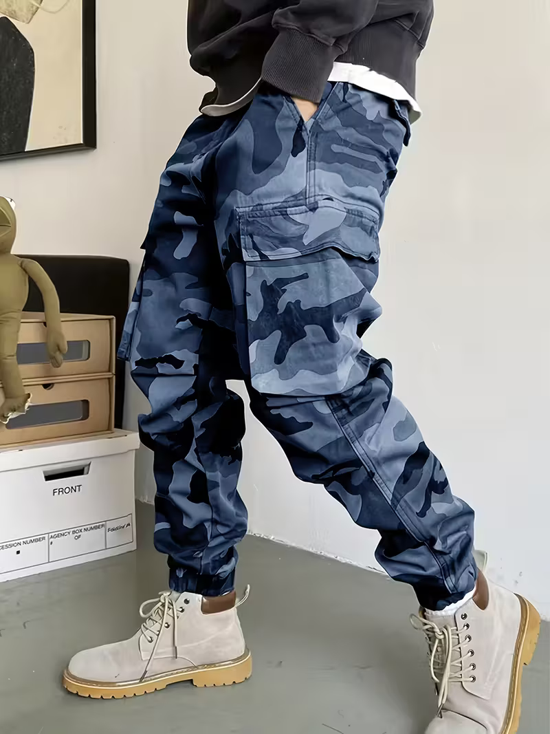 Men's Blue Camo Cargo Pants