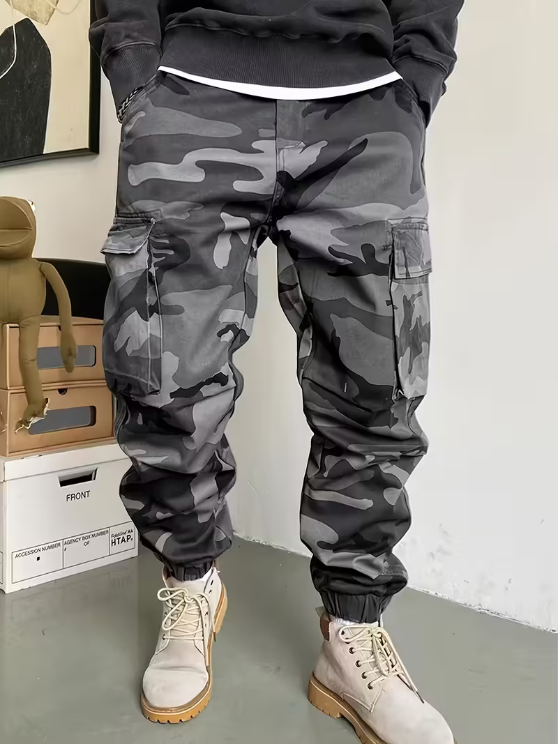 Men's Grey Camo Cargo Pants