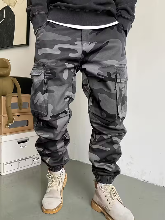 Men's Grey Camo Cargo Pants