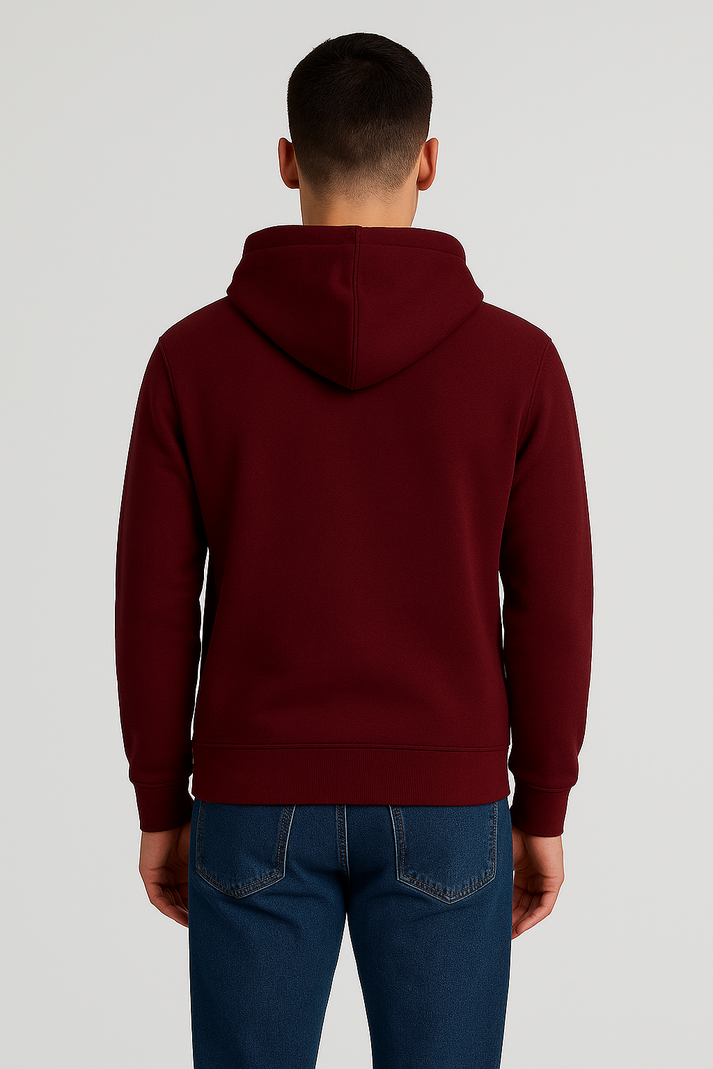Men’s Maroon Classic Plain Fleece Hoodie