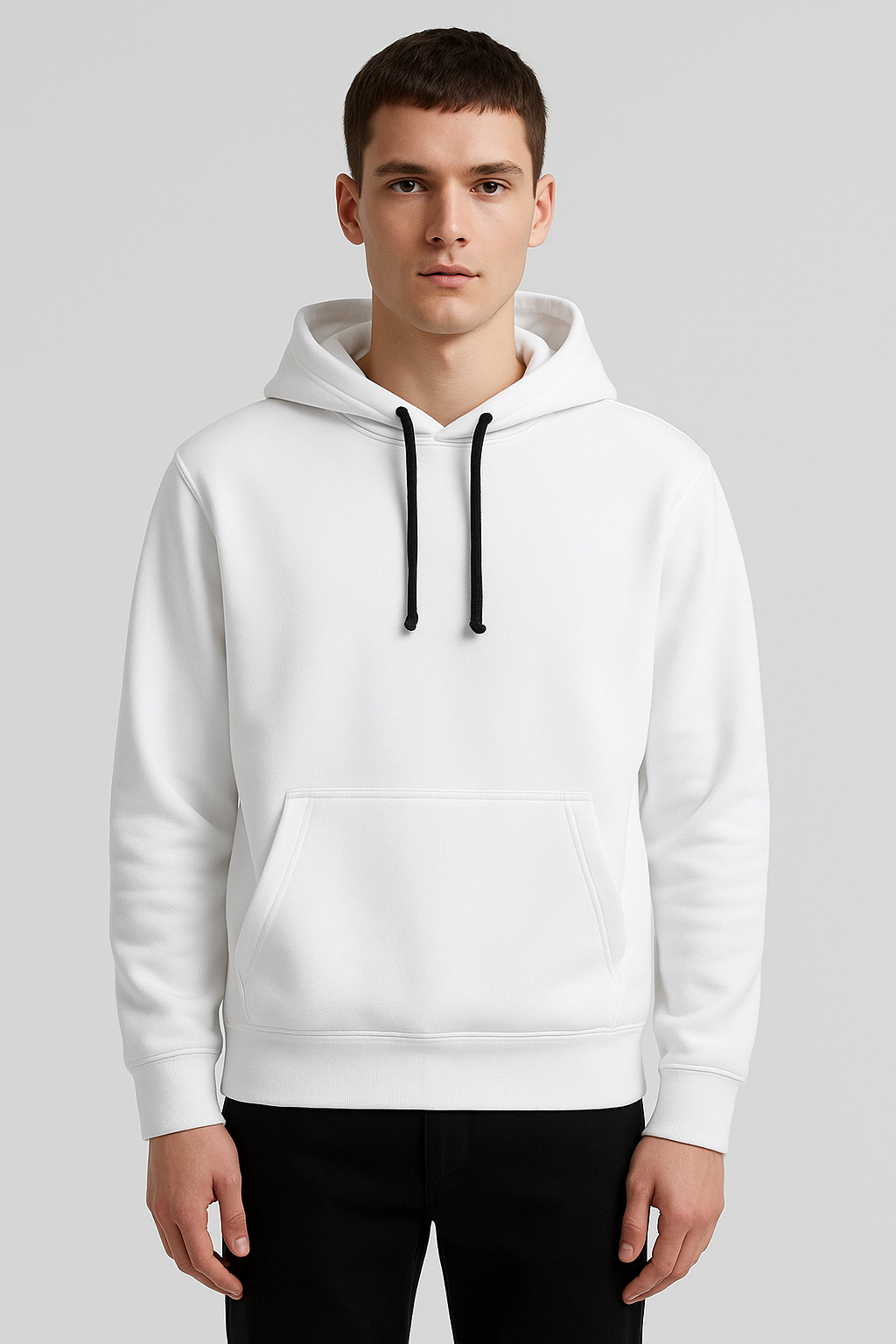 Men’s White Classic Plain Fleece Hoodie