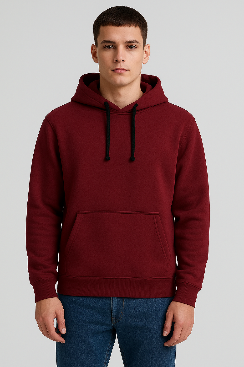 Men’s Maroon Classic Plain Fleece Hoodie