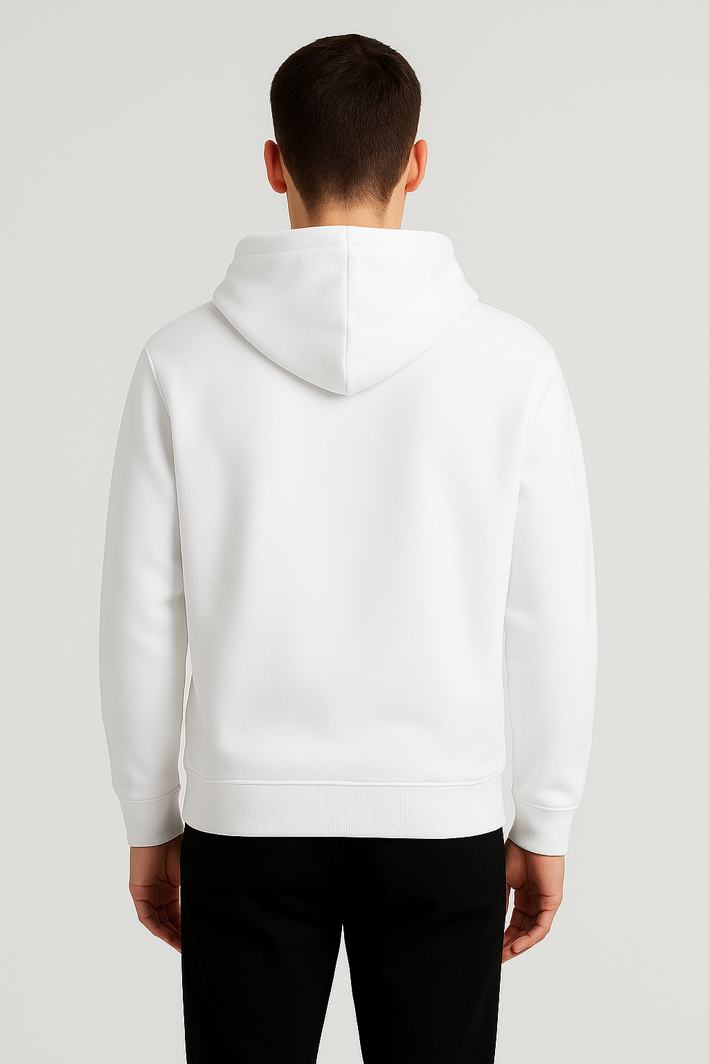 Men’s White Classic Plain Fleece Hoodie