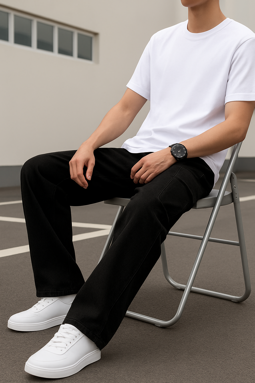 Men's Black Denim Multipockets Baggy Jeans