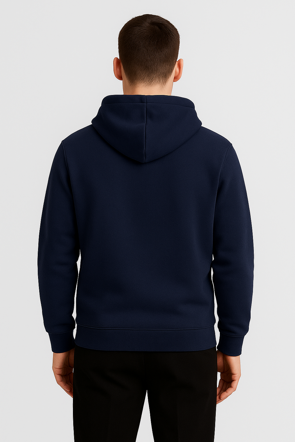 Men’s Navy Blue Classic Plain Fleece Hoodie