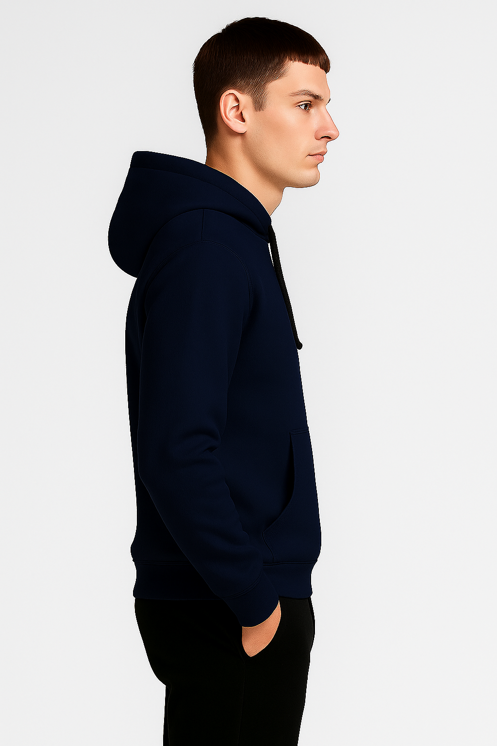 Men’s Navy Blue Classic Plain Fleece Hoodie