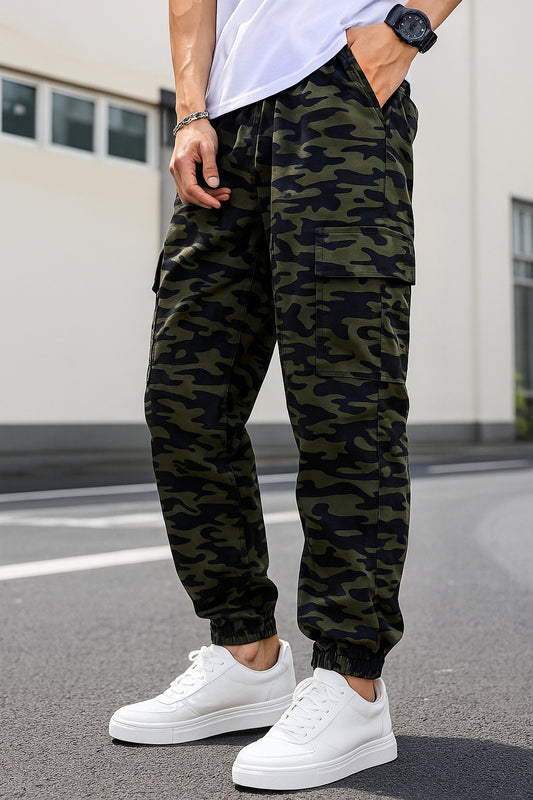 Men's Green Stylish Camo Cargo Pants